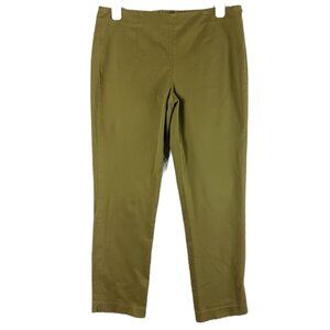J Jill Chino Pants Stretch Flat Front Womens Size 8 Moss Green Side Zip Casual